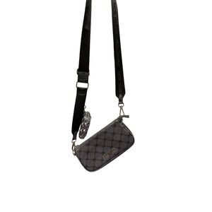 Steve Madden Crossbody Bag SM Monogram Mini Baguette with Coin Purse Black